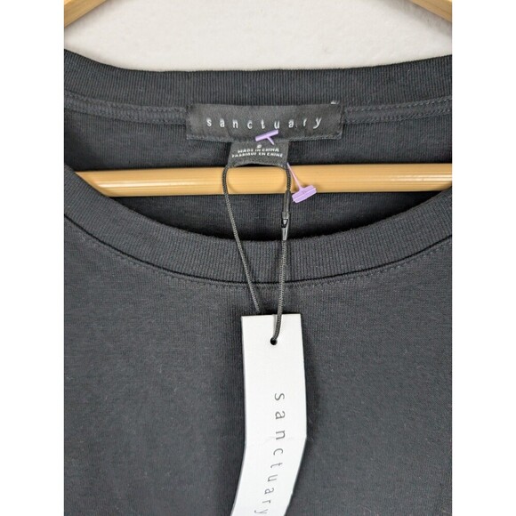 Sanctuary Black Cotton Knit Ruched Minidress Size Small - Picture 8 of 11